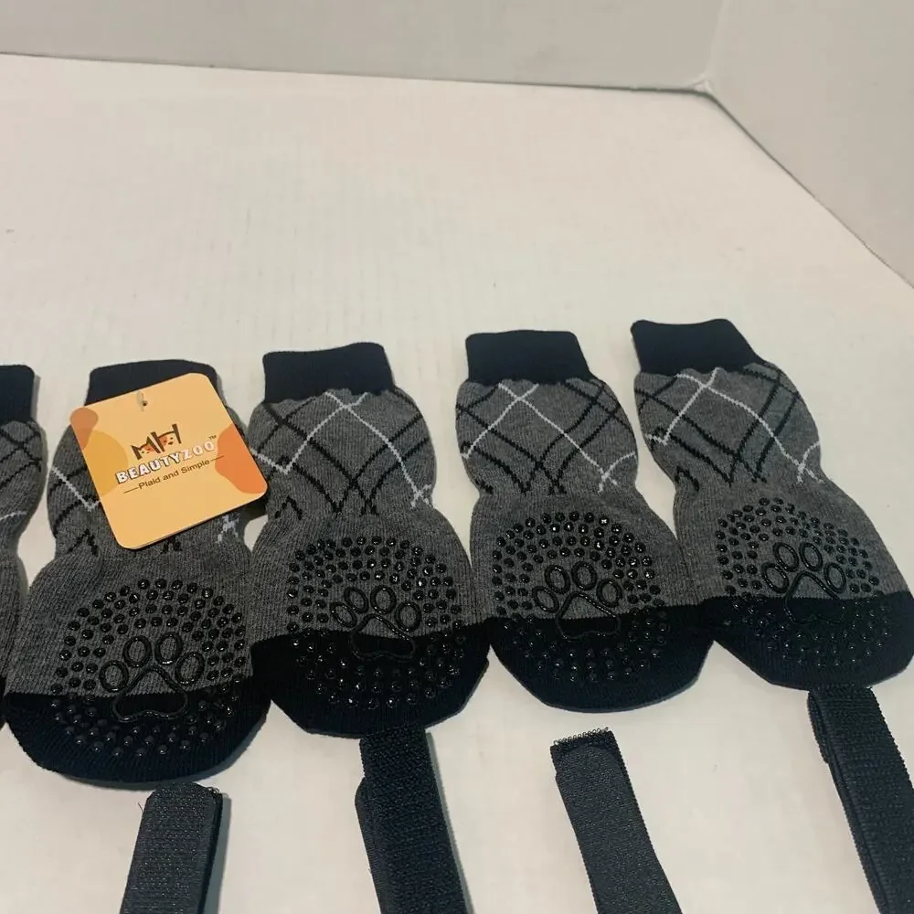 BEAUTYZOO Lot Of 3 Anti-Slip Dog Socks With Grips Traction Control